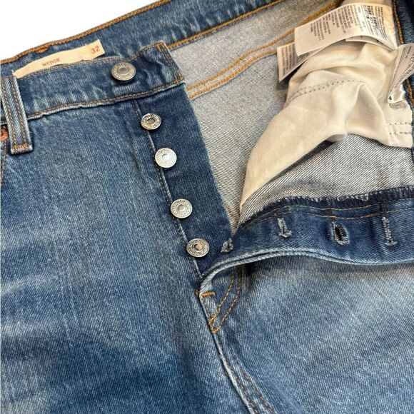 LEVIS Free People WEDGIE FIT ANKLE WOMEN'S JEANS Hague Blue Distressed 32 NWT - Picture 5 of 7